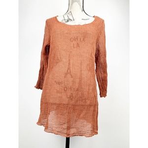 MARILIO Linen Pullover Burnt Orange Blouse M